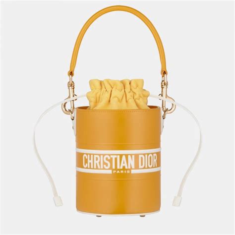 Small Dior Vibe Bucket Bag Yellow Smooth Calfskin